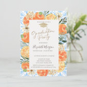 卒業帽,オレンジ メディテレーニアンブルー 卒業 招待状 (スタンド正面)