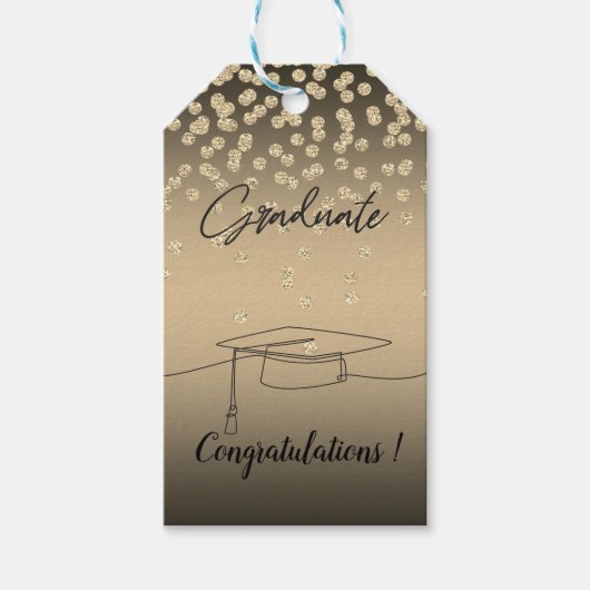 卒業帽, ゴールド ダイヤモンド, 卒業生 ギフトタグ (正面)
