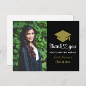 卒業帽 サンキュー 卒業カスタム フォト ポストカード (正面/裏面)