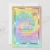 卒業帽 ダイヤモンド 星 タイダイ 卒業   招待状 (正面)