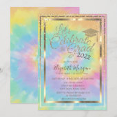 卒業帽 ダイヤモンド 星 タイダイ 卒業   招待状 (正面/裏面)