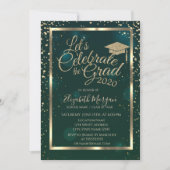 卒業帽 ダイヤモンド 星 緑の卒業 招待状 (正面)