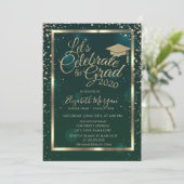 卒業帽 ダイヤモンド 星 緑の卒業 招待状 (スタンド正面)