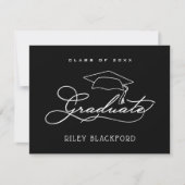 卒業帽 ブラック サンクス ノートカード (正面)