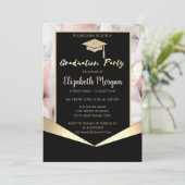 卒業帽, ローズゴールド 幾何学的な大理石の卒業 招待状 (スタンド正面)