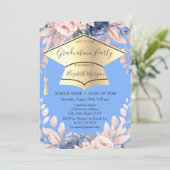 卒業帽、花 ライトブルー 卒業 招待状 (スタンド正面)