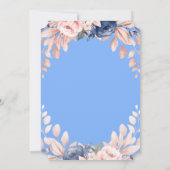 卒業帽、花 ライトブルー 卒業 招待状 (裏面)