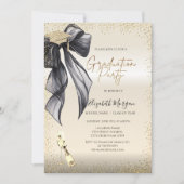 卒業帽, 黒いリボン ワイン グラス 卒業 招待状 (正面)