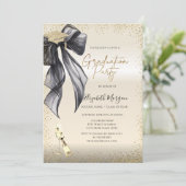 卒業帽, 黒いリボン ワイン グラス 卒業 招待状 (スタンド正面)