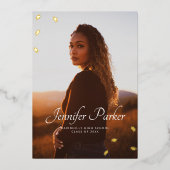 卒業帽 1 写真 卒業 箔招待状 (正面)