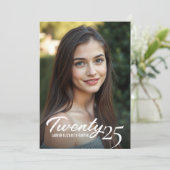 卒業年とフォトオレンジの卒業式パーティー 招待状 (スタンド正面)