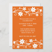 卒業年とフォトオレンジの卒業式パーティー 招待状 (裏面)