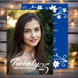 卒業年とフォトブルーの卒業式パーティー 招待状