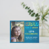 卒業年のカラフル中学校の卒業写真 ポストカード (スタンド正面)