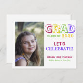 卒業年のカラフル中学校の卒業写真 ポストカード (正面/裏面)