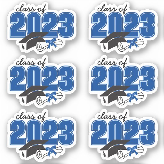 卒業年のクラスGrad Hat Diploma Blue シール (正面)