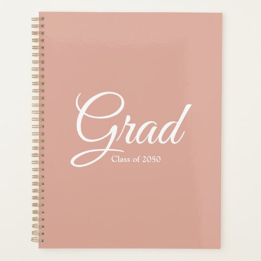 卒業年ほこりっぽいピンクカスタム色の文字 プランナー手帳 (正面)