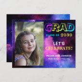 卒業年ネオングロー中学校の卒業写真 ポストカード (正面/裏面)