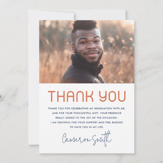 卒業年モダン写真卒業生 サンキューカード (裏面)