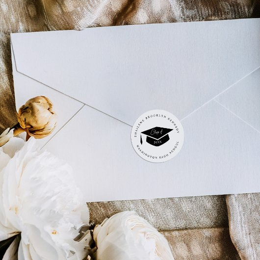 卒業年モダン封筒用シールラベルシール ラウンドシール