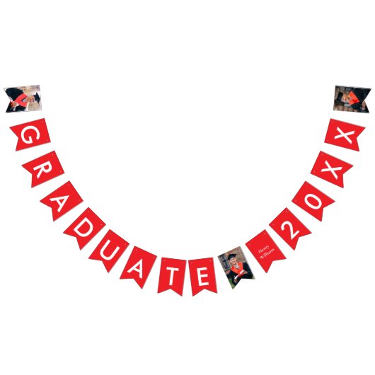 卒業年写真カスタム卒業レッド バンティングフラッグ (全)