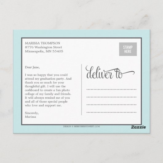 卒業年卒業サンキューカード ポストカード (裏面)