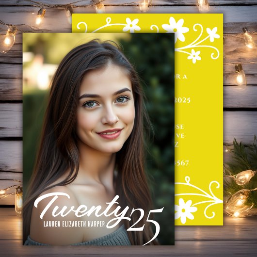 卒業年及び写真黄色卒業パーティー 招待状