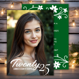 卒業年度と写真のグリーングラデュエーションパーティー 招待状