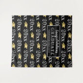 卒業年度のメタリックゴールドのキャップ柄写真撮影 タペストリー (正面(横))