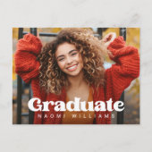 卒業年度の写真レトロフォント卒業生 ポストカード (正面)