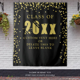 卒業年度 ブラック ゴールド コンフェッティ ブラック タペストリー