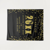 卒業年度 ブラック ゴールド コンフェッティ ブラック タペストリー (正面(横))