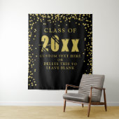 卒業年度 ブラック ゴールド コンフェッティ ブラック タペストリー (インサイチュ)