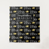 卒業年度 メタリックゴールドのキャップ柄 フォトオプ タペストリー (正面)