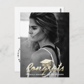 卒業年度 名前 ゴールド グリッター写真 ポストカード (正面/裏面)