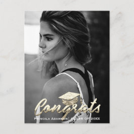 卒業年度 名前 ゴールド グリッター写真 ポストカード