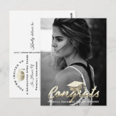 卒業年度 名前 金 ラメ フォトクラス ポストカード (正面/裏面)