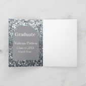 卒業年度 銀灰色 グリッター アーチ形 名前 カード (内部)