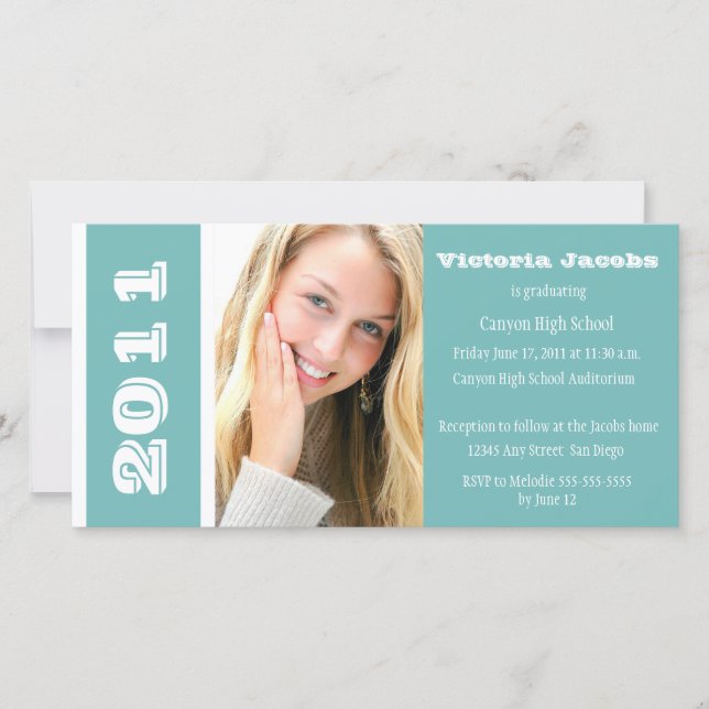 卒業年招待状海グリーン (正面)