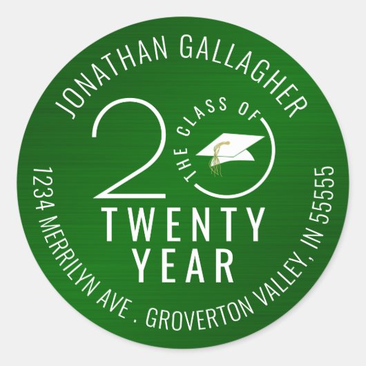 卒業年金属グリーン差出人住所 ラウンドシール (正面)