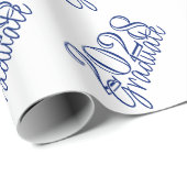 卒業年 |青の基本白お祝い ラッピングペーパー (ロールコーナー)