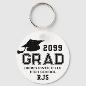 卒業年GRADキャップパーソナライズされたのカスタム色 キーホルダー (裏面)