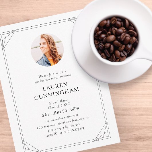 卒業幾何モダンミニマル写真 ポストカード