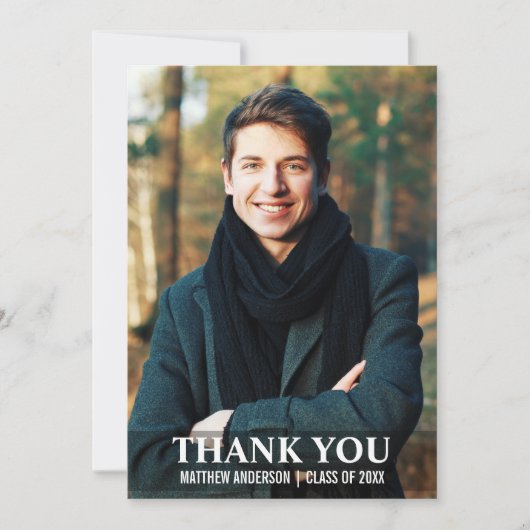 卒業式ありがとうあモダンなたフォトカードL W サンキューカード (正面)