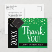 卒業式ありがとうご紙吹雪グリーン ポストカード (正面/裏面)