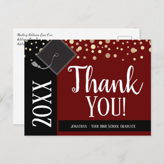 卒業式ありがとうご紙吹雪ワイン ポストカード (正面/裏面)