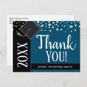 卒業式ありがとうご紙吹雪青 ポストカード (正面/裏面)