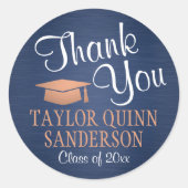 卒業式ありがとうスクリプトブラシ付き海軍と銅 ラウンドシール (正面)