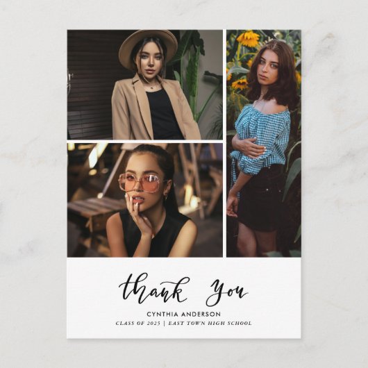 卒業式ありがとうスクリプトThree Grad写真 ポストカード (正面)