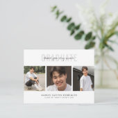 卒業式ありがとうミニマルな3フォトコラージュ ポストカード (スタンド正面)